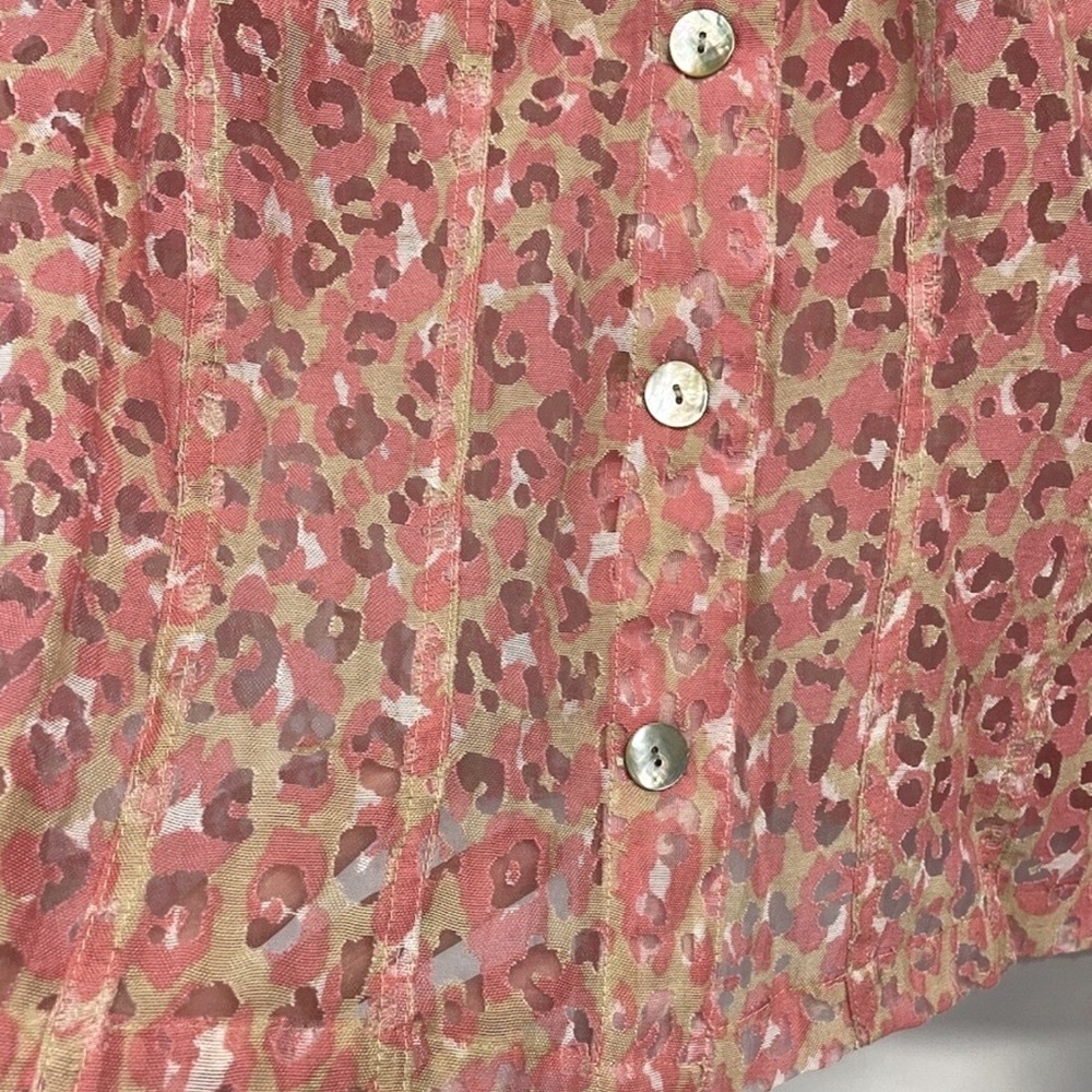 Ruby Rd Burnout Semi-Sheer Leopard Pink/Cream Spring Summer Blazer Jacket EUC - Picture 14 of 14